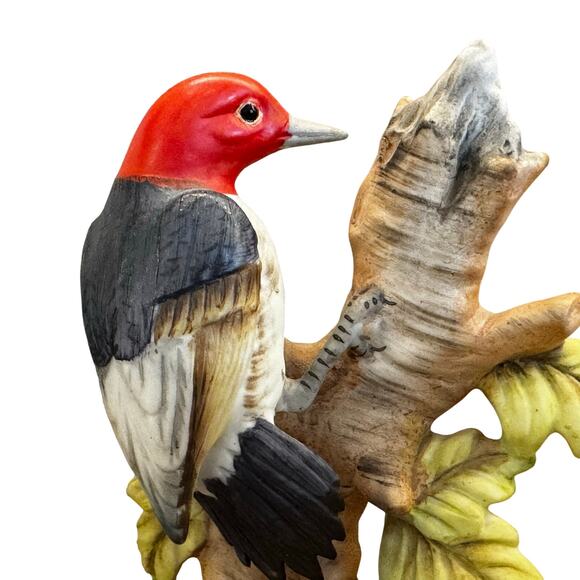 Vintage Napco Porcelain Red-Headed Wood Pecker Figurine, #B3154, 5” - Picture 5 of 7